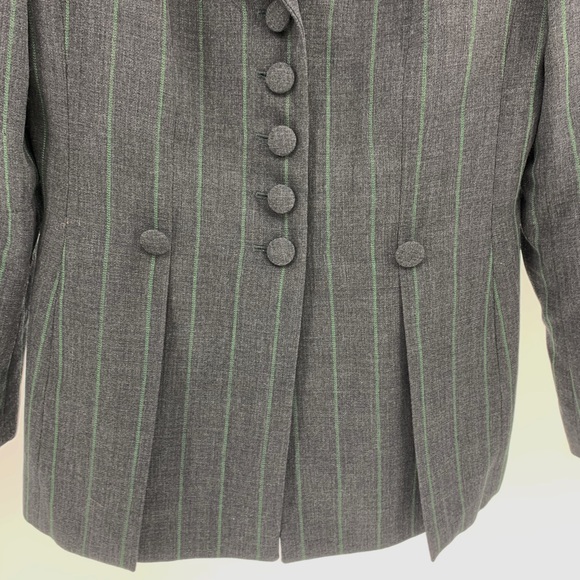 Rena Lange Grey Pin Striped Blazer 8 Read - Picture 3 of 8